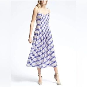 Banana Republic Blue/Pink Plaid A-Line Slip Dress Sz 14 New with Tag